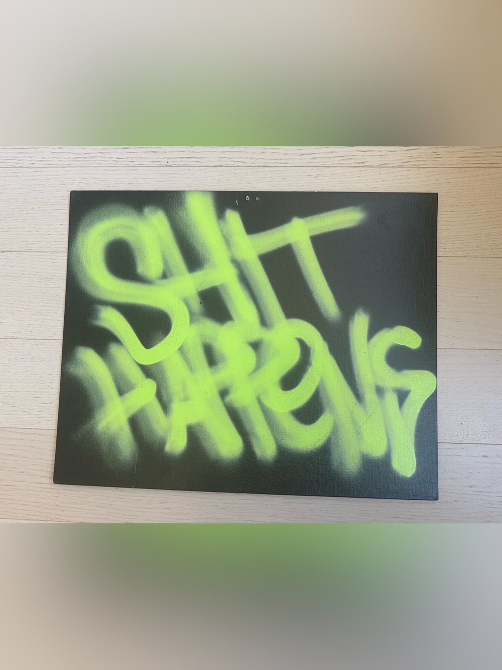 Green Graffiti Art Print - “shit happens”